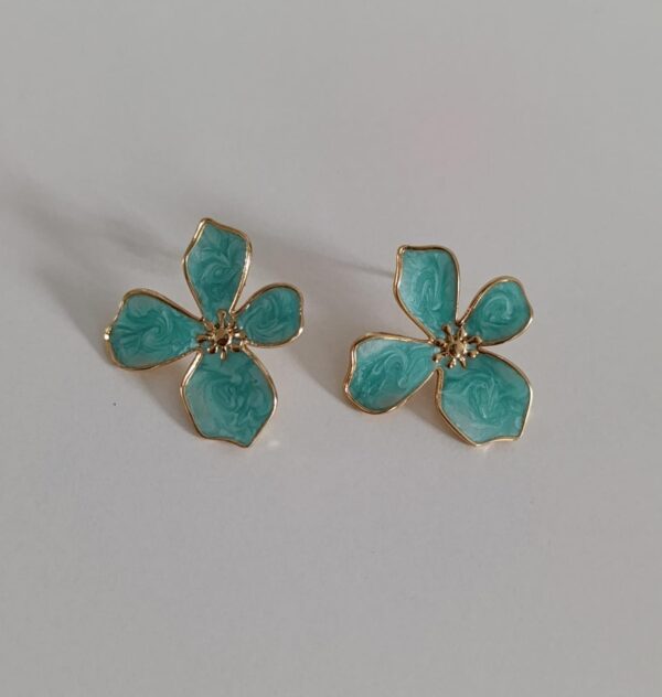 Boucles D'oreilles à quatre Pétales vert canard